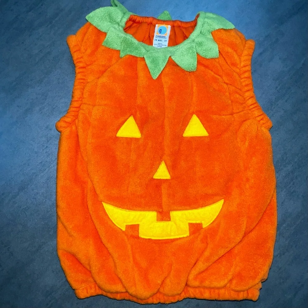 Vintage 2001 Gymboree 24 Months - 3T Pumpkin Kids Halloween Fleece Costume & Cap